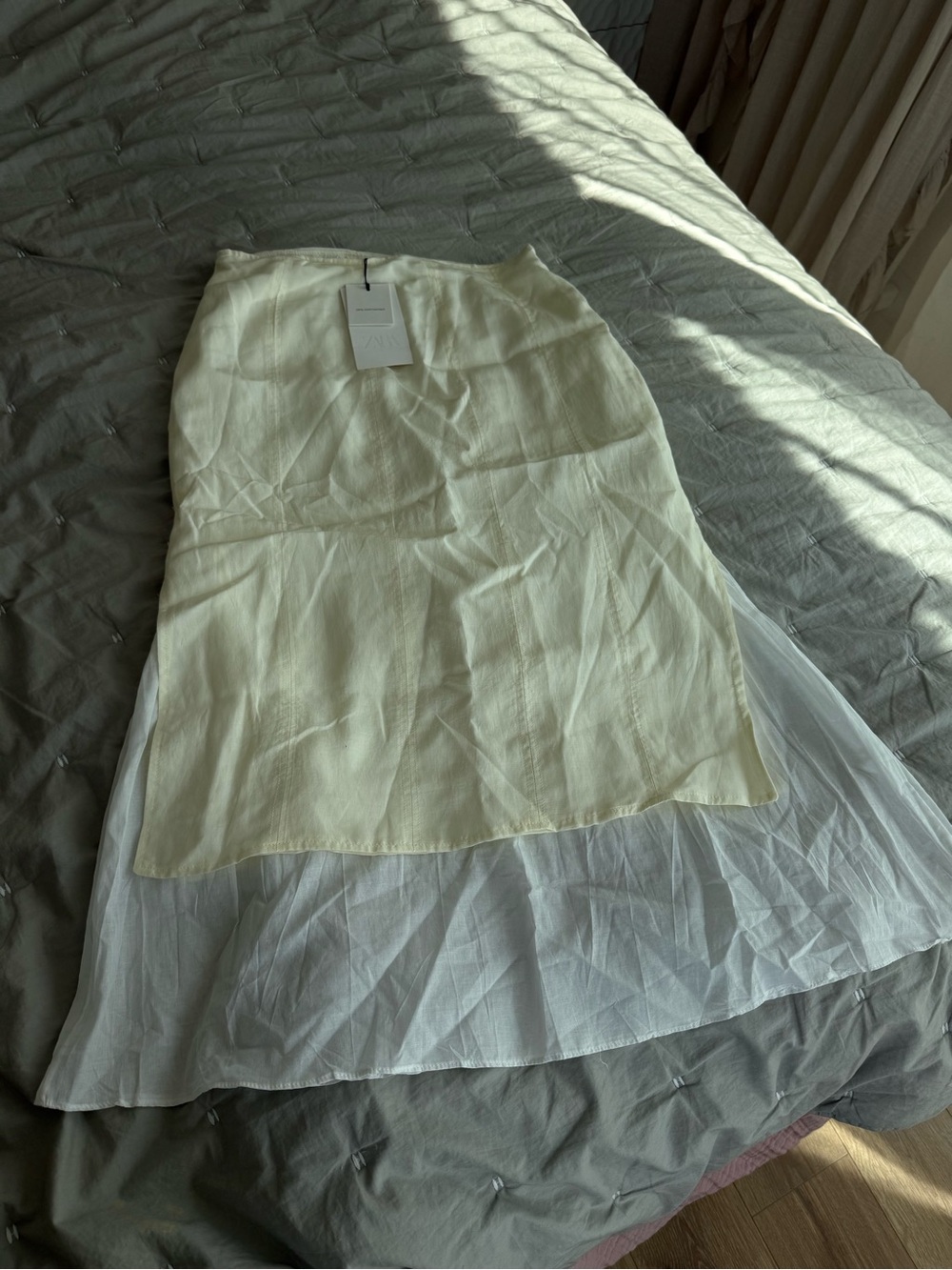 NWT Zara ZW Collection Combination Midi Skirt Ecru S - Picture 4 of 10